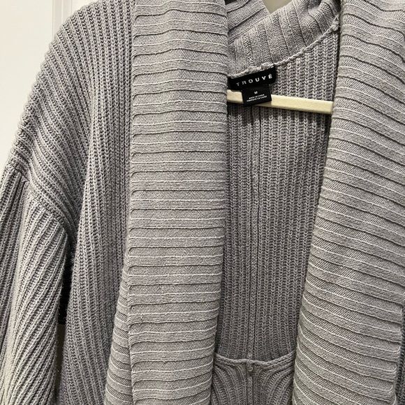 Trouve Grey/Blue Oversized Ribbed Cardigan Size Medium - Picture 10 of 11